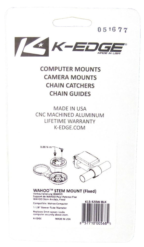 K-EDGE Fixed Stem Mount for Wahoo Bolt and ELEMNT Computers
