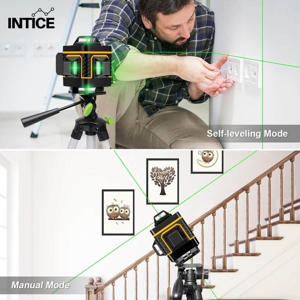 Intice Intelligent Self-Leveling Laser Level – 4D 360° Green Beam Precision Tool