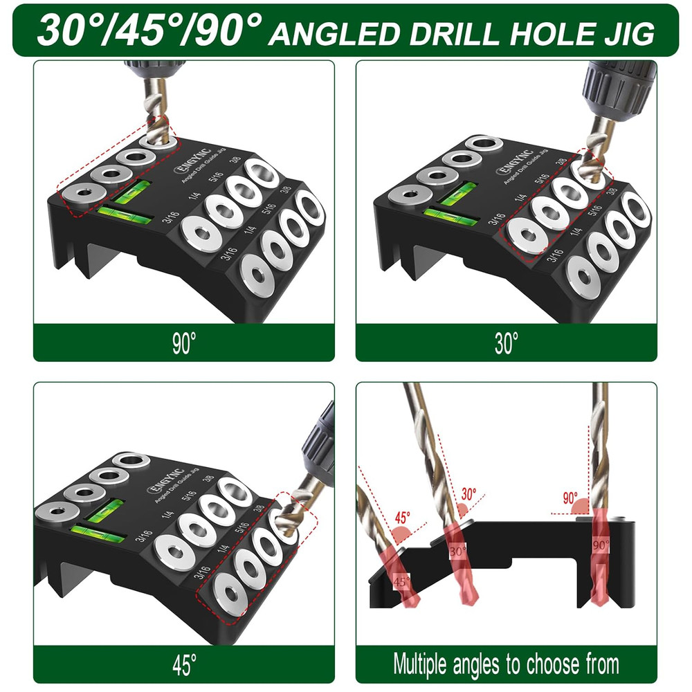 Adjustable Angled Drill Guide Jig 30° 45° 90°