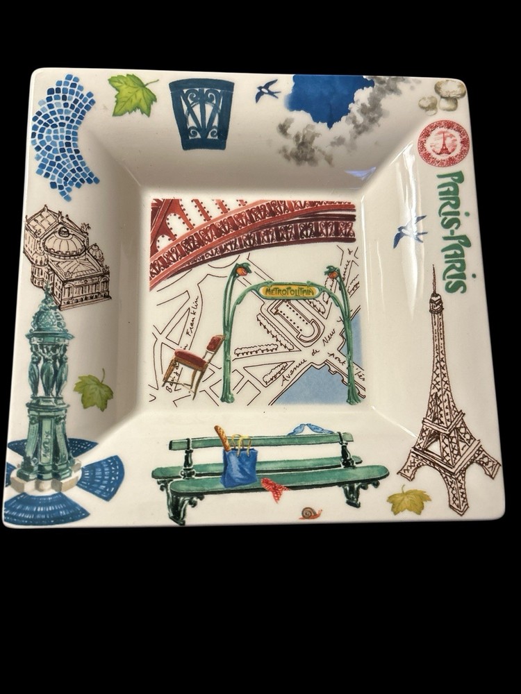 NEW Small Square Candy Tray, Paris-Paris  Pattern GIEN