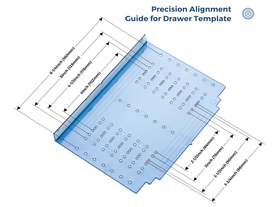 Kitchen Cabinet Pulls Jig Drill Template for Knobs & Handles, Includes Drill Bit