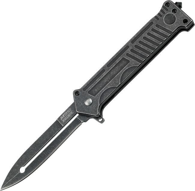 MTech Black Stonewash Assisted Open Plain 4 Folding Pocket Knife - MT-A840P