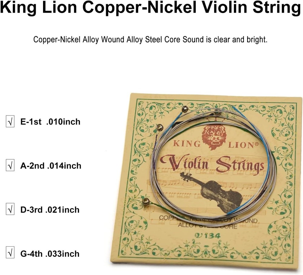 MAXCHEER Violin String, (G-D-A-E) Universal Steel Strings Full Set for 4/4 3/4 1