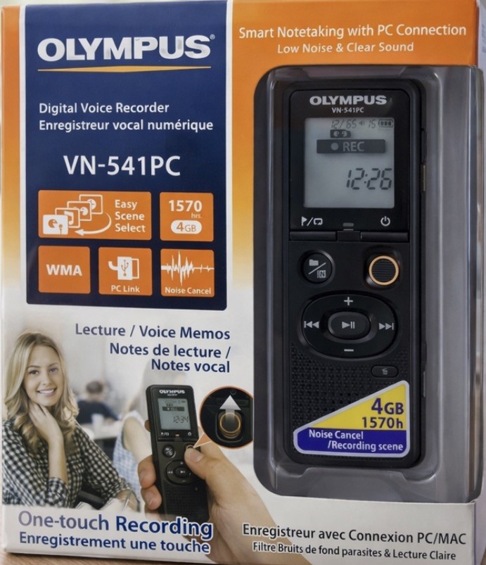 Olympus Digital Voice Recorder VN-541PC One Touch Recording 4GB Noise Canceling