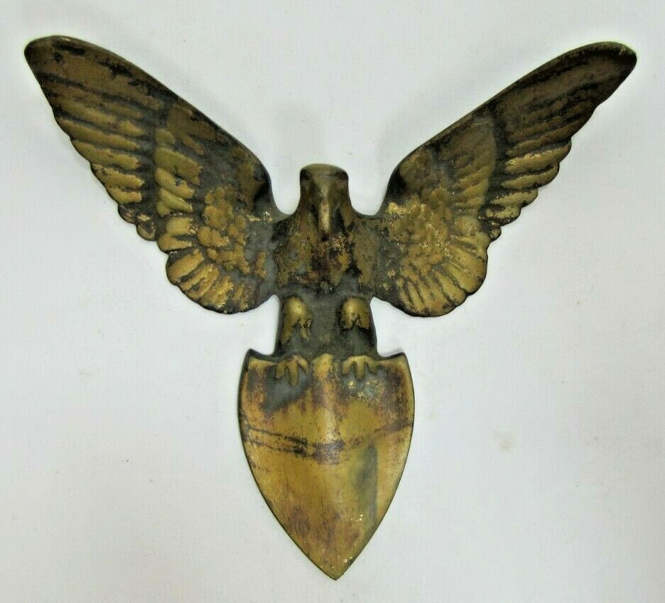 Spread Winged Eagle Shield Antique Brass Decorative Arts Hardware Element