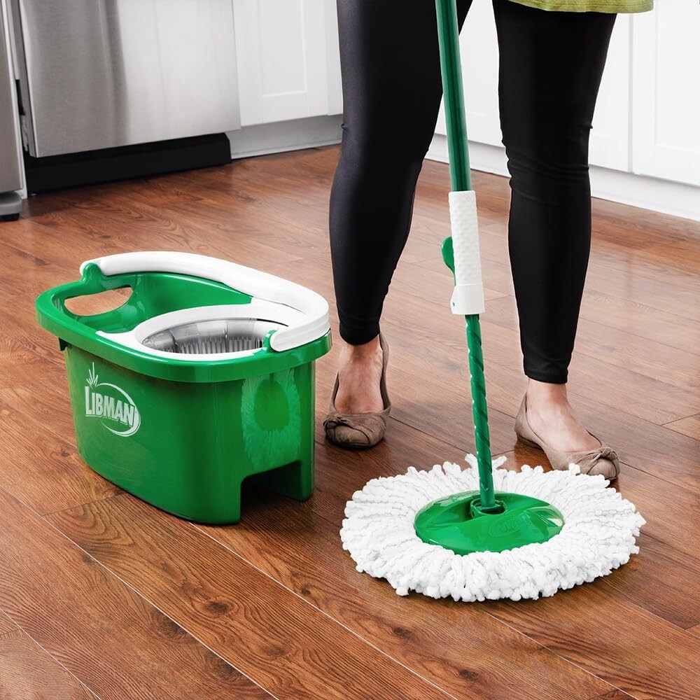 Tornado Spin Mop System with 4 Microfiber Heads - No-Tip Bucket & Spin Chamber