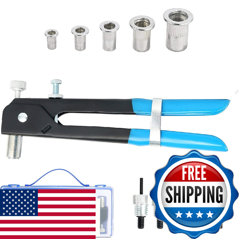 86pc Heavy Duty Blind Rivet Nut Kit Set - Riveter Tool & Rivet Nut Gun Thread