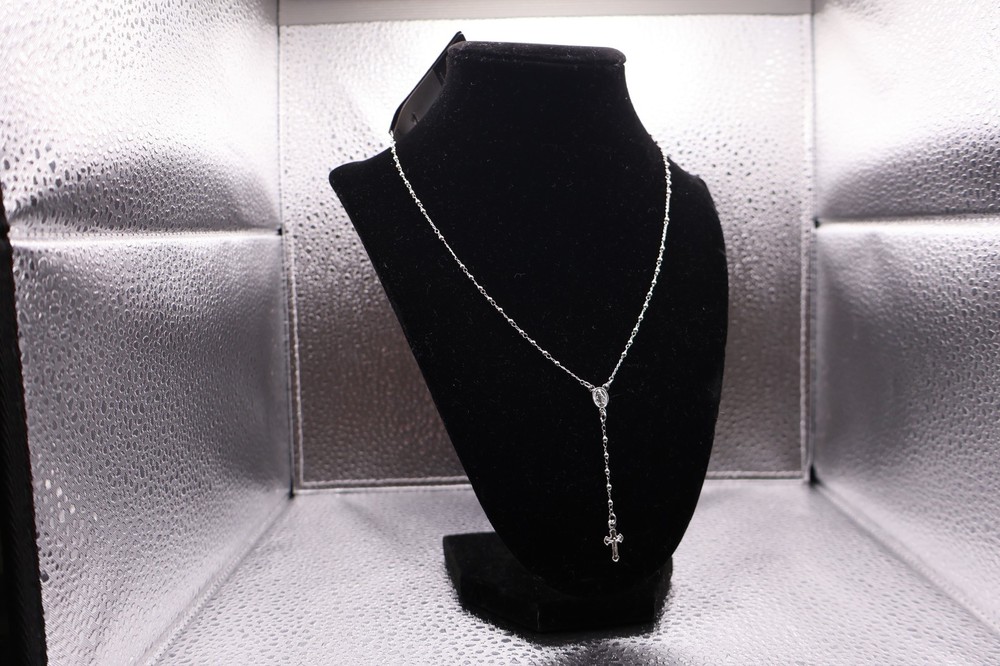 sterling silver rosary necklace