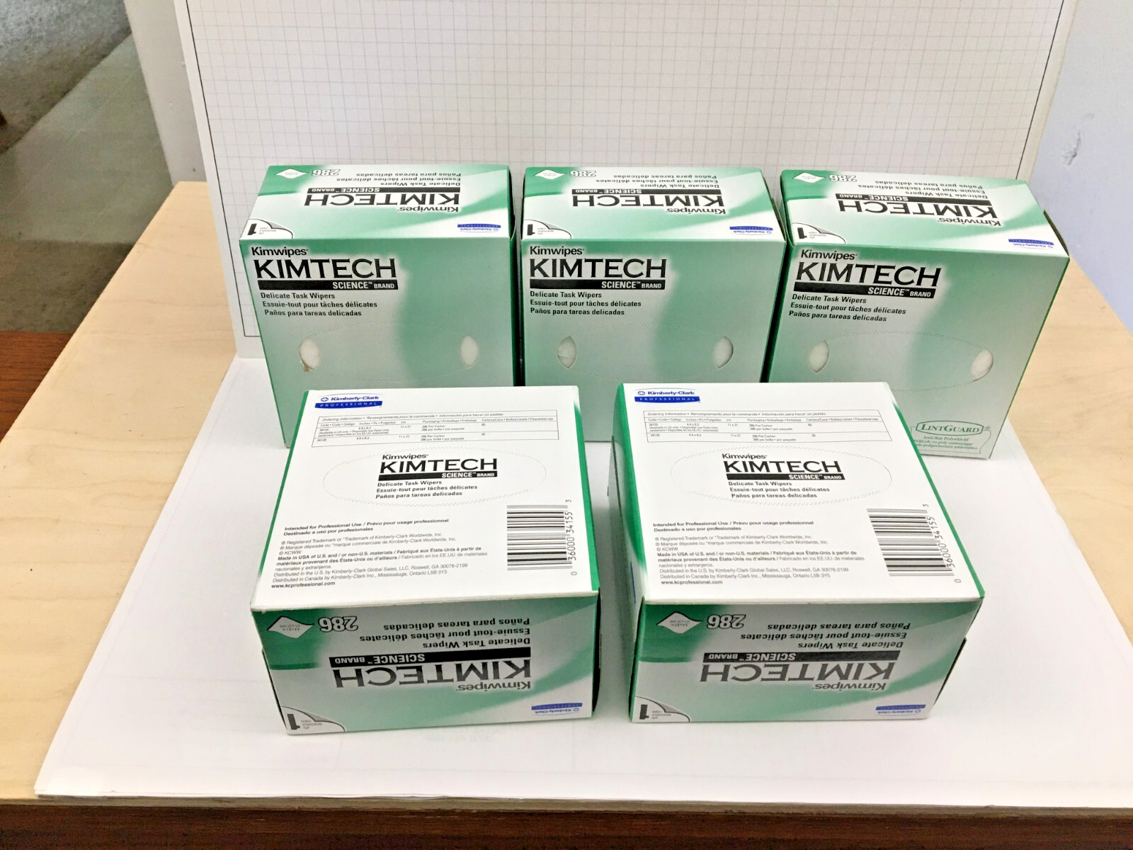 Kimwipes Delicate Task Wipes 34155, 5 Boxes of 286, 1430 Wipes Kimtech Science