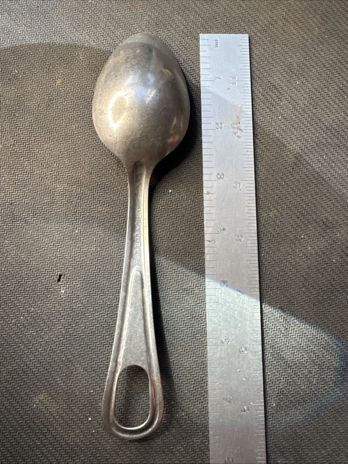 Vtg Utica Cut. Co. Us Army Mess Kit Spoon With Hole 7.5 " Long
