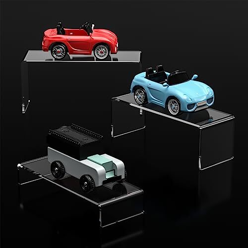 6 Pack Clear Acrylic Display Risers 3 Large Sizes for Shelf Dessert Cupcake