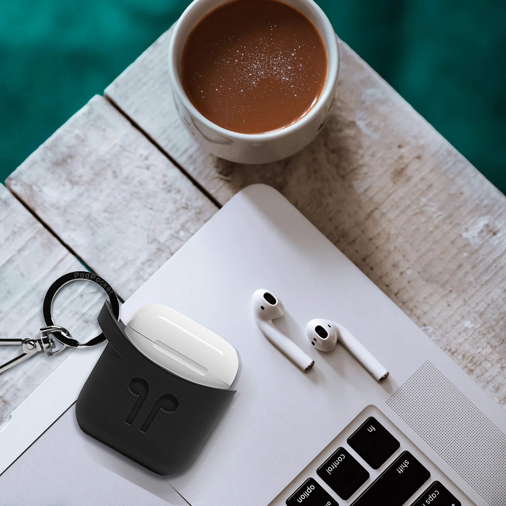 PodPocket Scoop AirPod Storage Case with Protective Translucent Silicone and