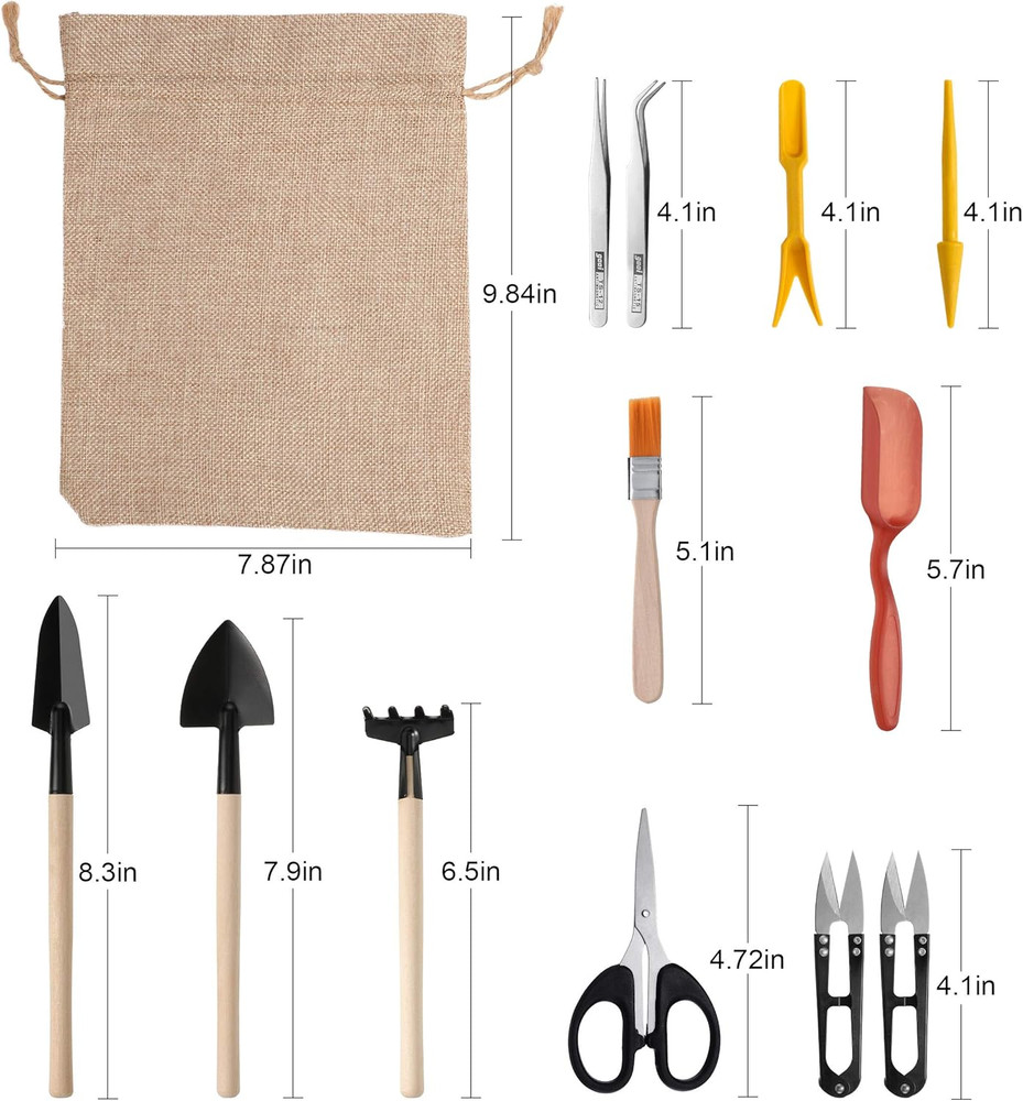 13 Pieces Bonsai Tools Set Succulent Mini Garden Hand Tools Includes Pruning She