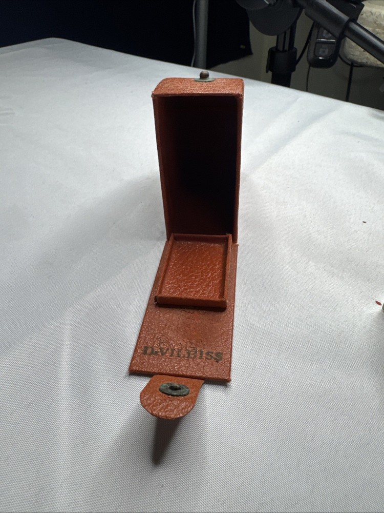 DeVilbiss Travel Perfume Bottle Atomizer Leather Case Art Deco