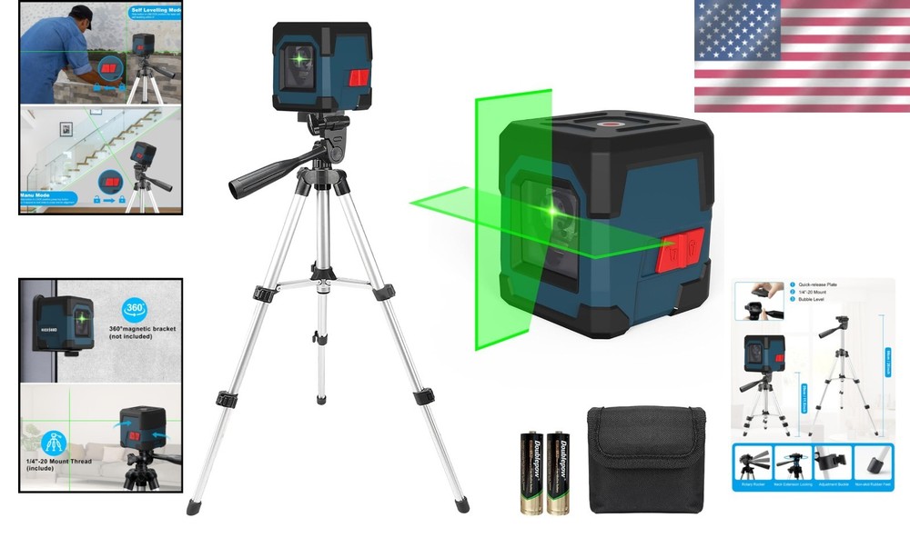 Self-Leveling Green Laser Level with 360° Rotatable Tripod for Accurate Projects