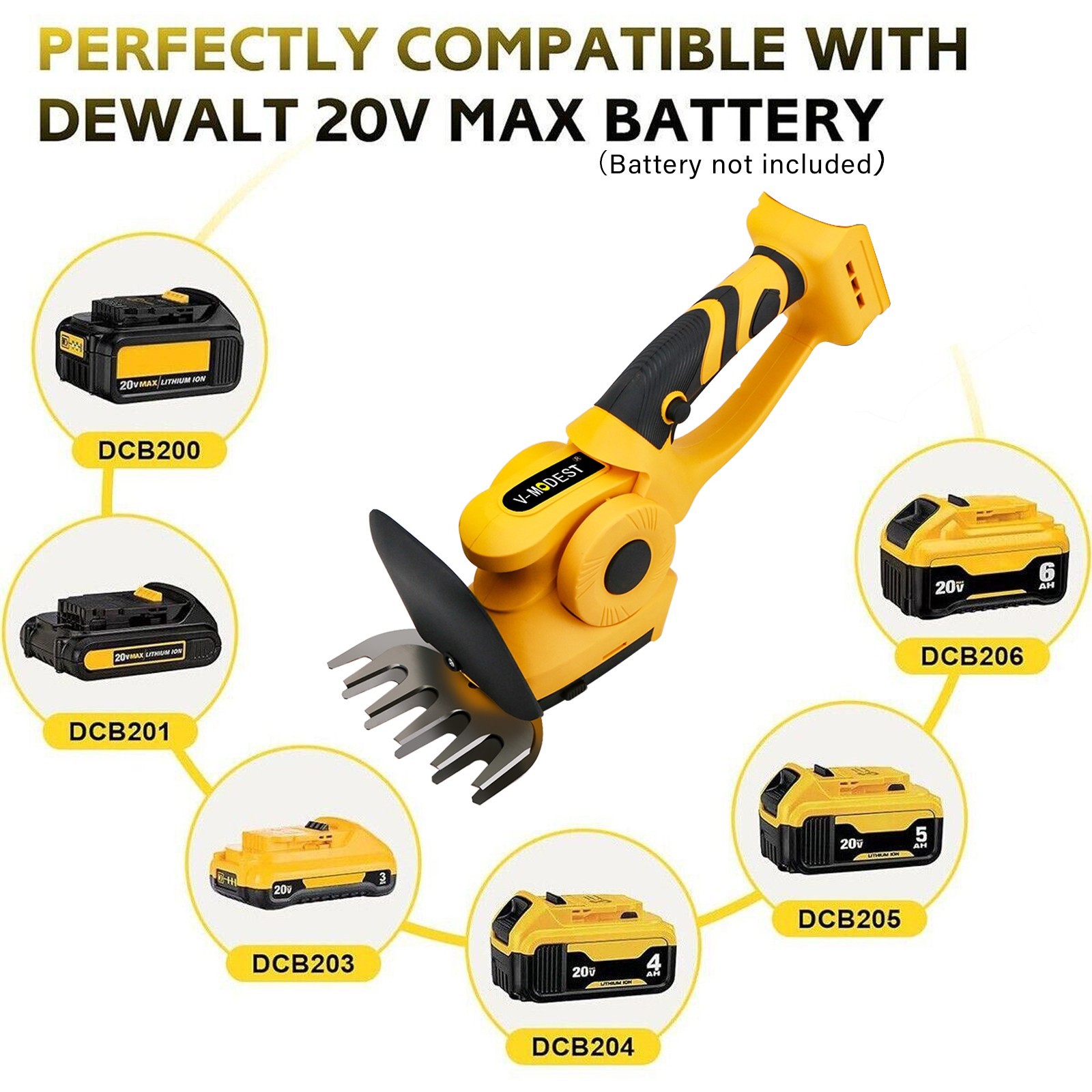 2-in-1 Cordless Hedge Trimmer&Grass Shear For DEWALT 20V MAX Battery (Tool Only)