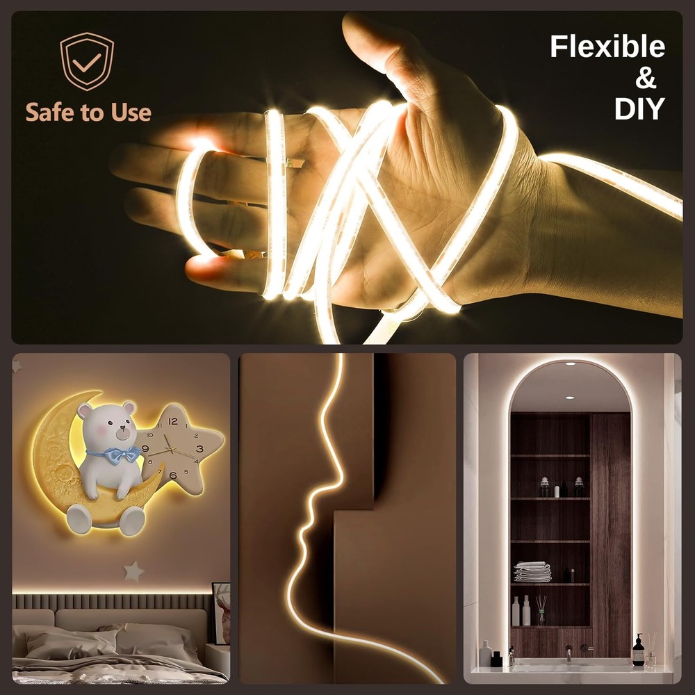 COB LED Strip Light White Dimmable Tunable White 24V Flexible