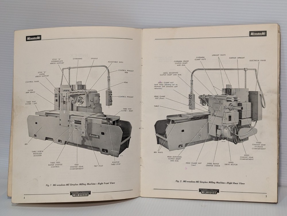 Kearney & Trecker Milwaukee No. MWC-65 Operator's Reference Manual, Mill Machine