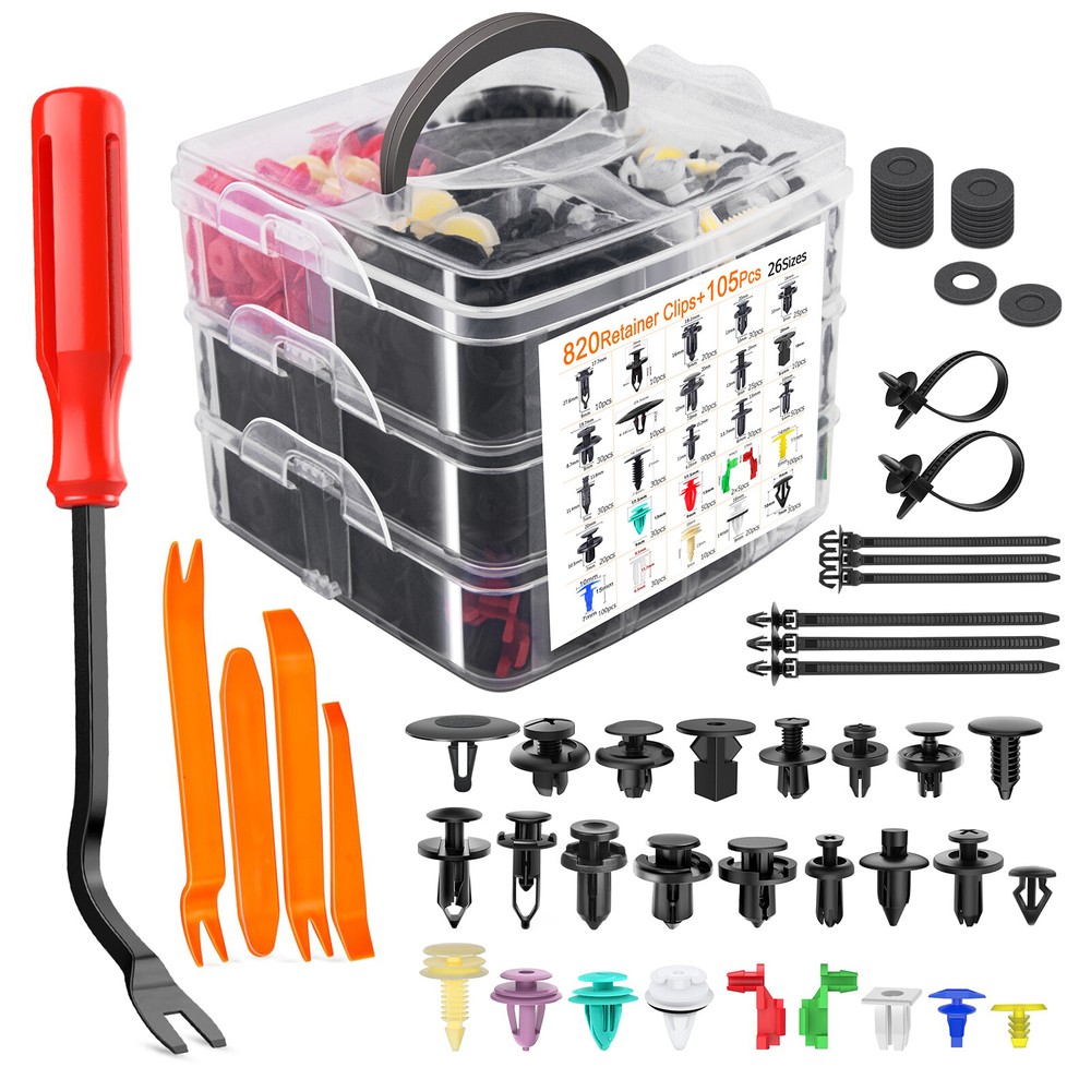 925Pcs Car Push Retainer Clips & Auto Fasteners Assortment Kit Removal Tools Set