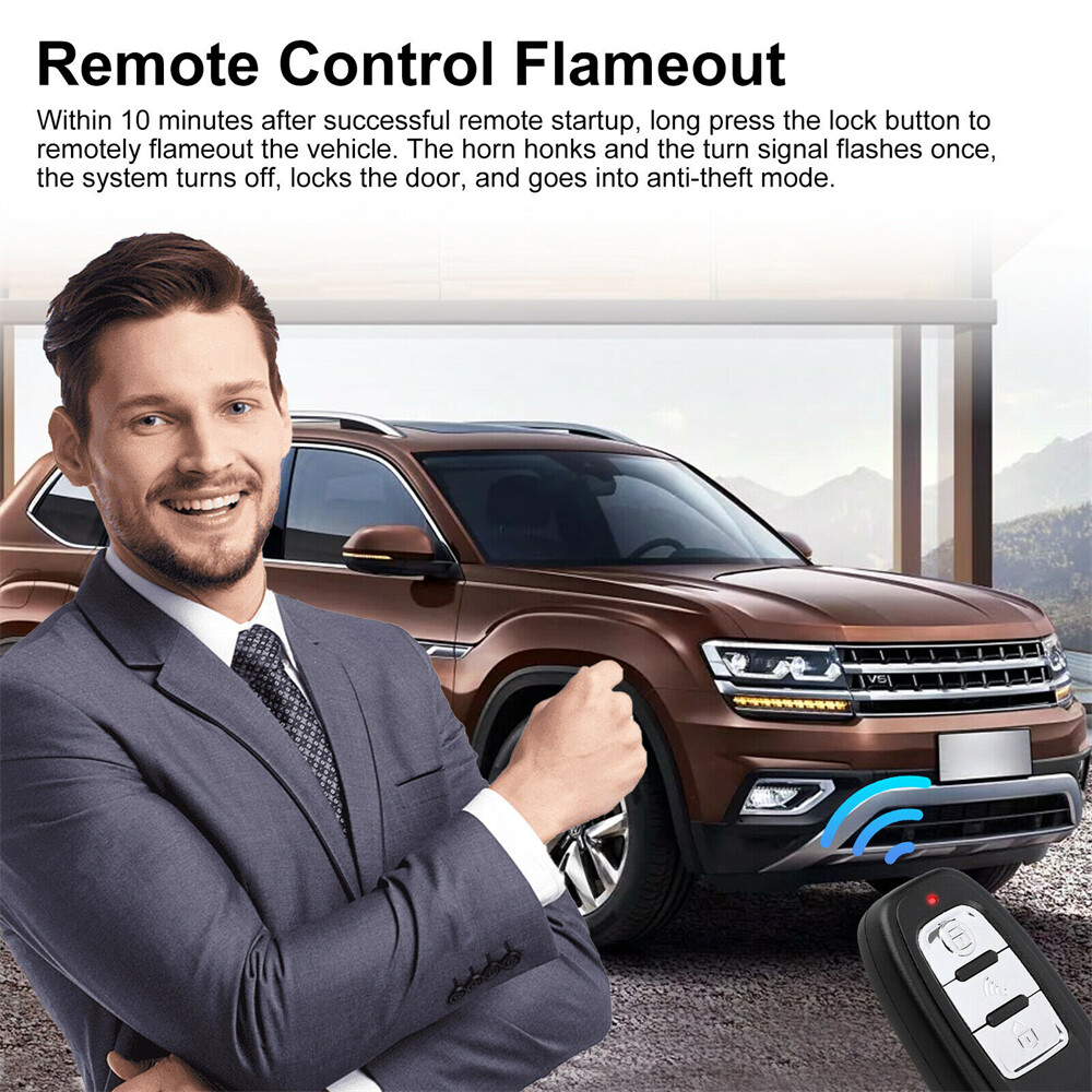 9pcs Car Keyless Entry Engine Start Alarm System Push Button Remote Starter Stop