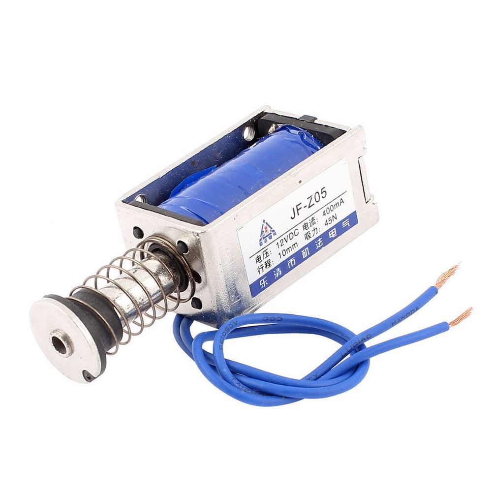 JF-Z05 DC 12V 10 mm 4.5Kg 9.9lb Push Pull Type Open Frame Solenoid Electromagnet