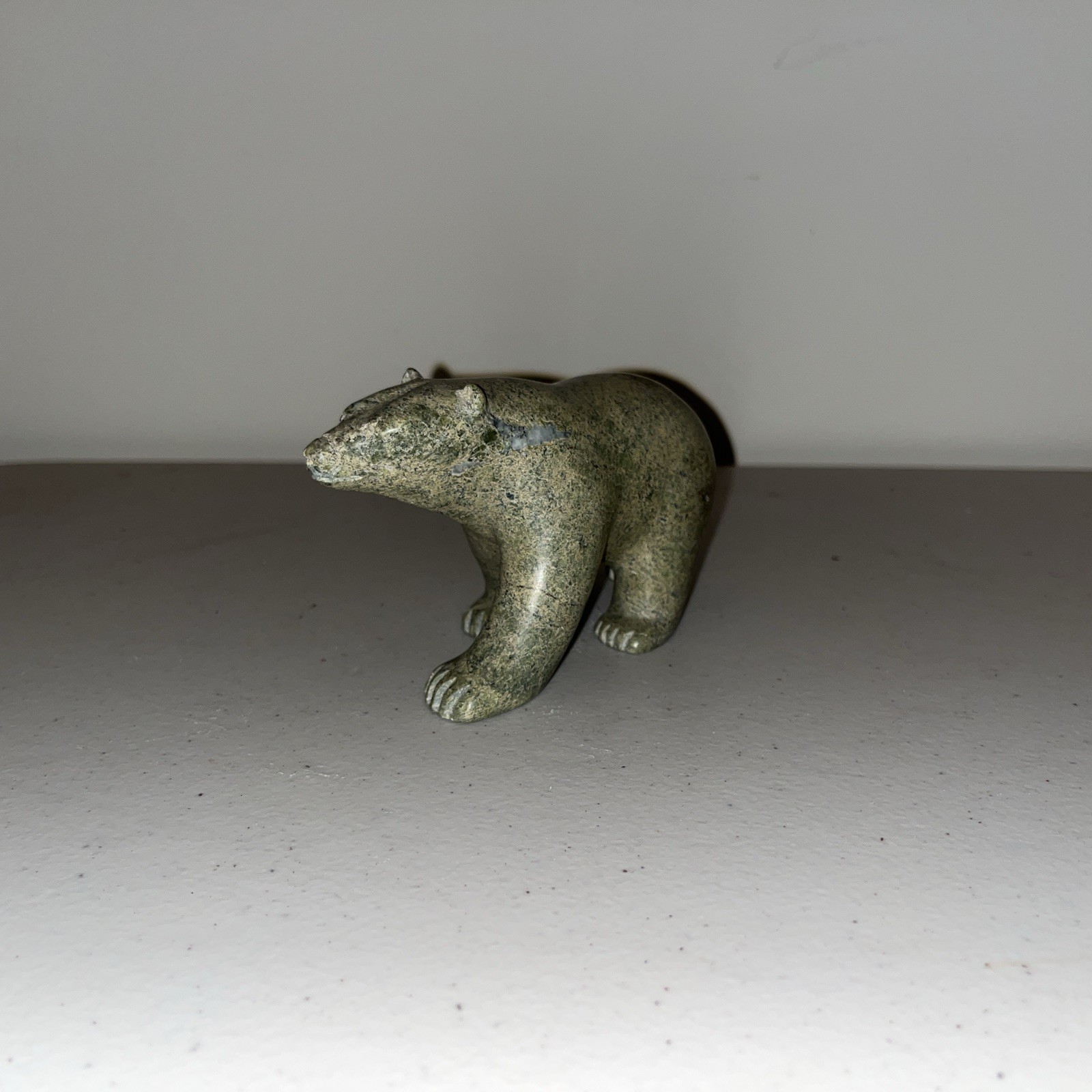 Signed Inuit Handcarved Soapstone Walking Bear