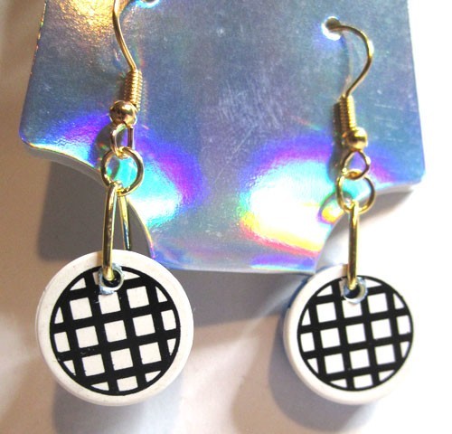 LEGO Loop 2x2 Round Tile Earrings - Checkered Pattern - (2 Pieces)