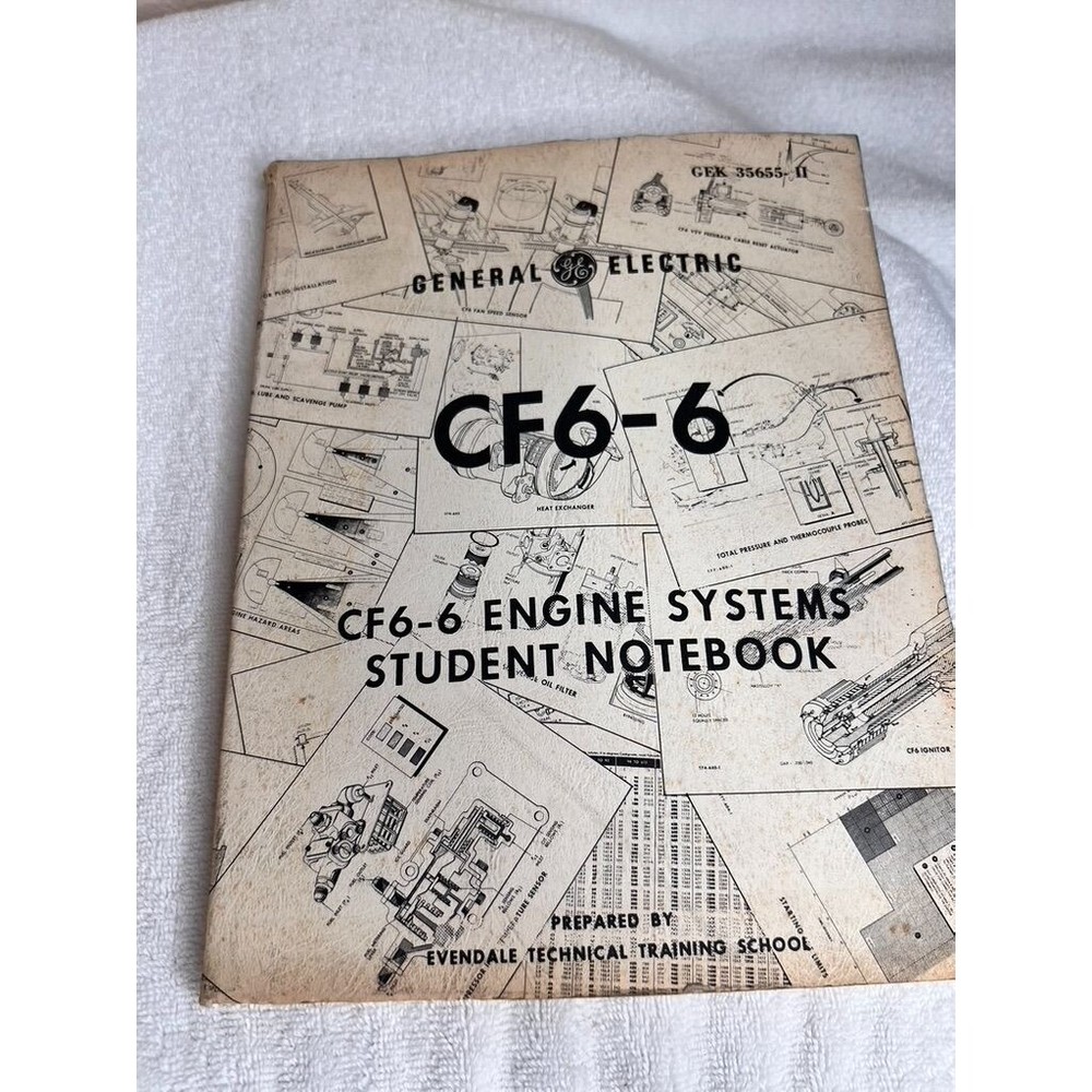1970s General Electric CF6-6 Basic Engine Systems Student Notebooks Manuals