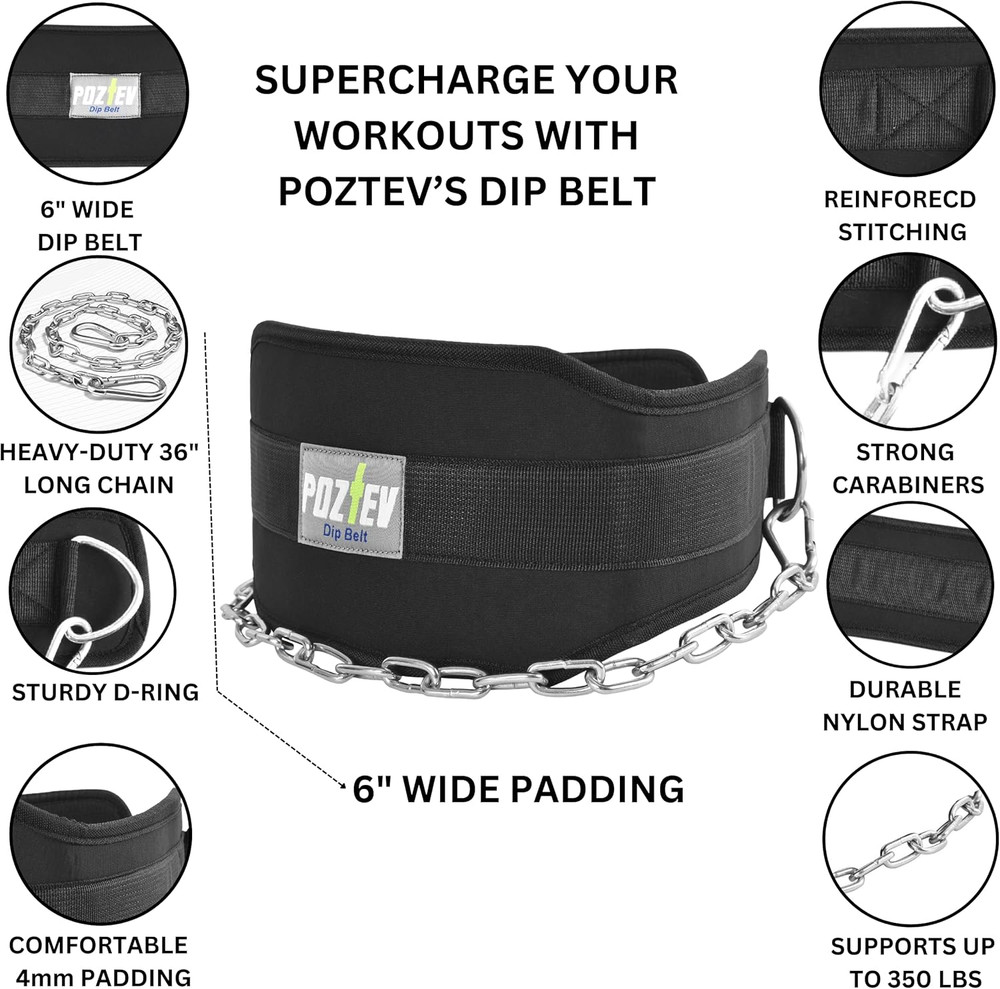 Dip Belt with Chain for Weight Lifting Optimal for Pull Ups Dips Squats Workout