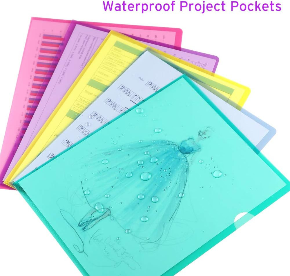 25 Pack Clear Document Folder Project Pockets, Clear Plastic Folders Letter Size