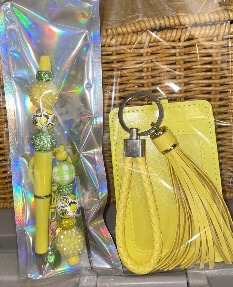 HAND MADE BEAD PEN, BEAD KEY CHAIN, wallet -& INK REFILL-3 PC set