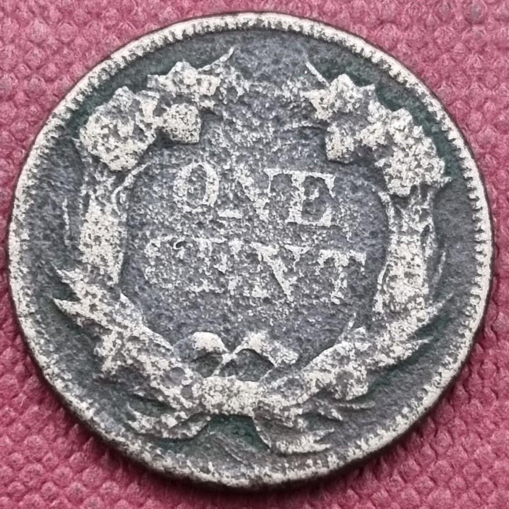 1857 Flying Eagle Cent 1c Circulated Corroded #55289