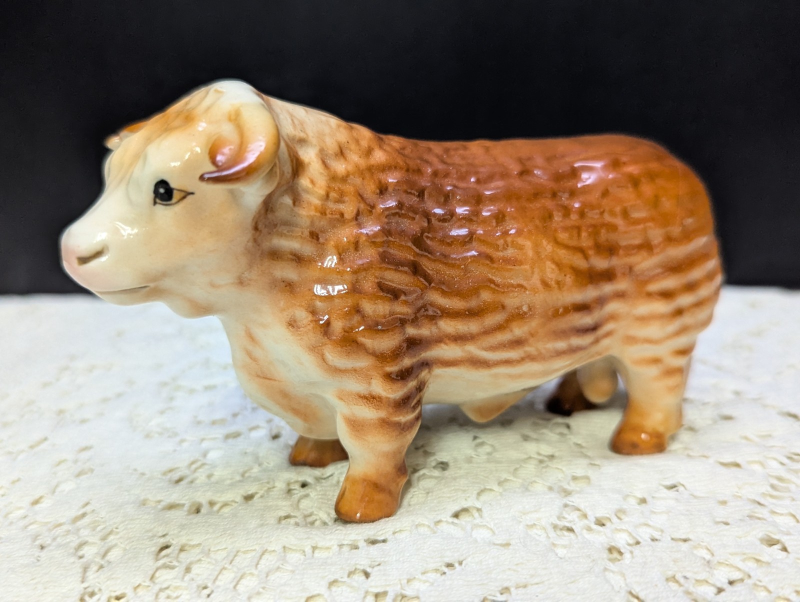 Vtg Hereford Bull Figurine Ceramic Japan Victoria Nice Detail