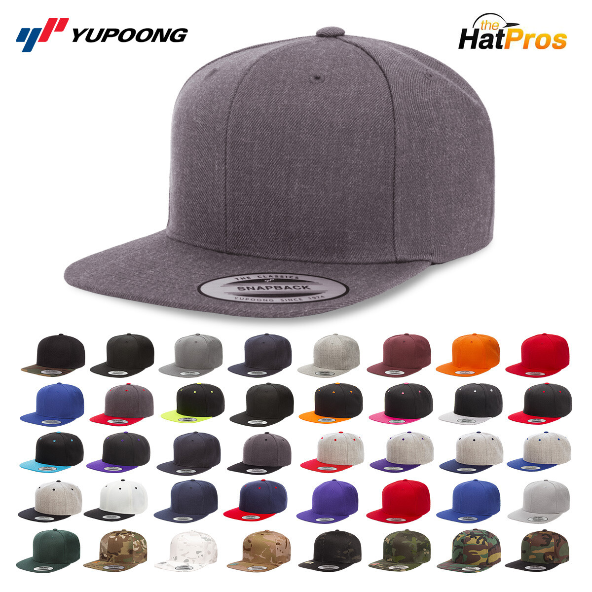 Yupoong 6089 YP Classics Snapback Hat Flat Bill Baseball Cap Blank Adjustable