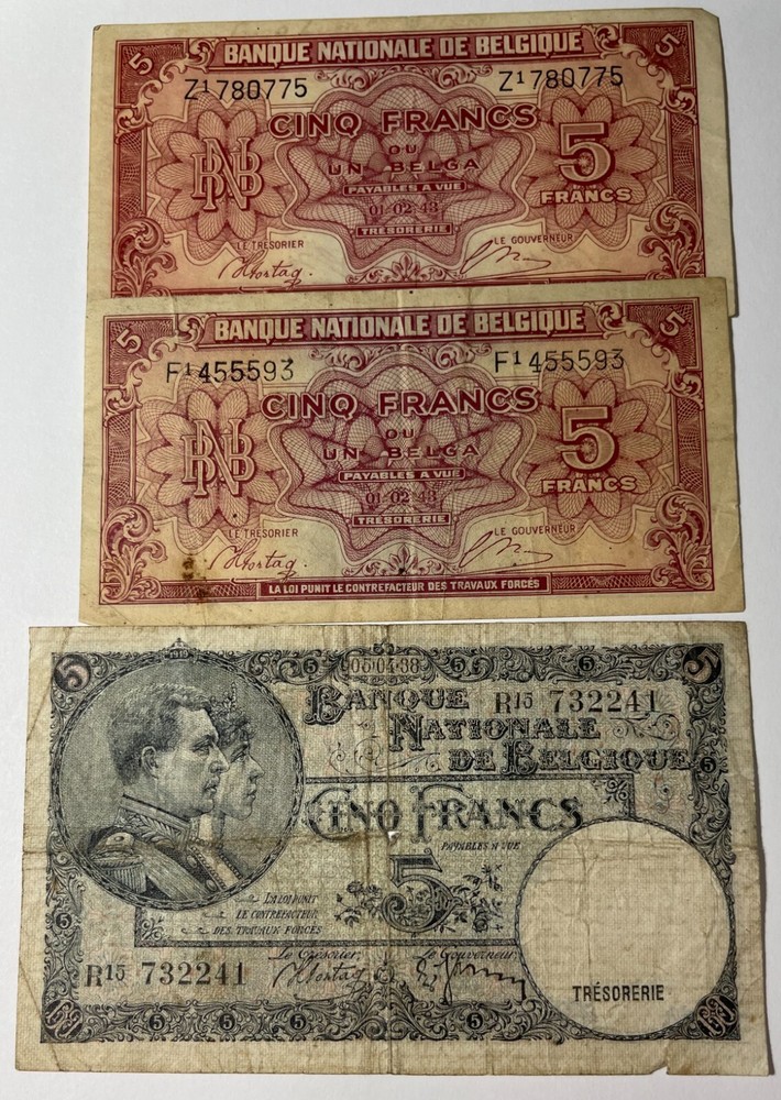 Belgium 12 mixed older notes (#428) mixed grades.