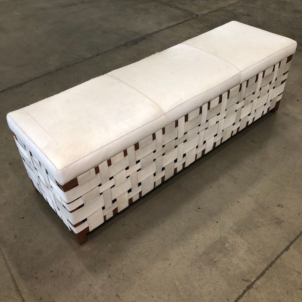 Arteriors Home Elis Bench White Hair on Hide Rose Gold Steel Frame**