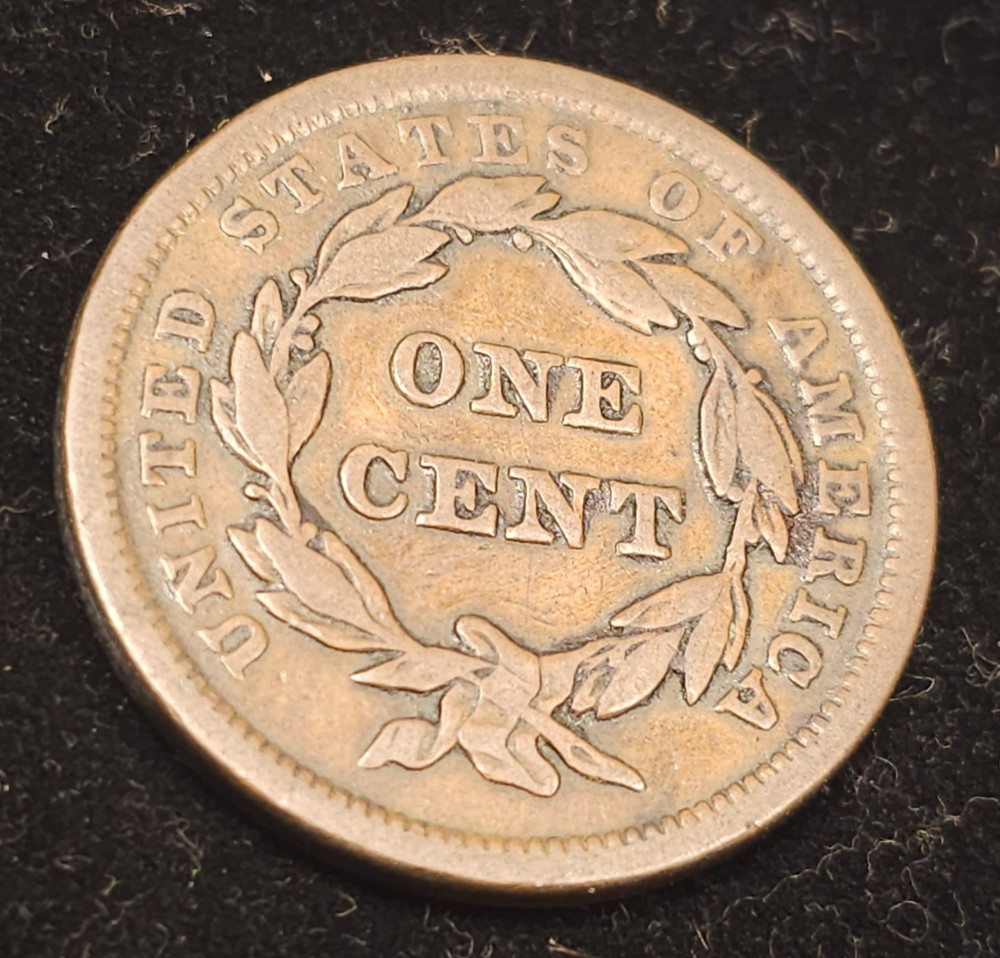 1842 braided hair large cent, large date, fine