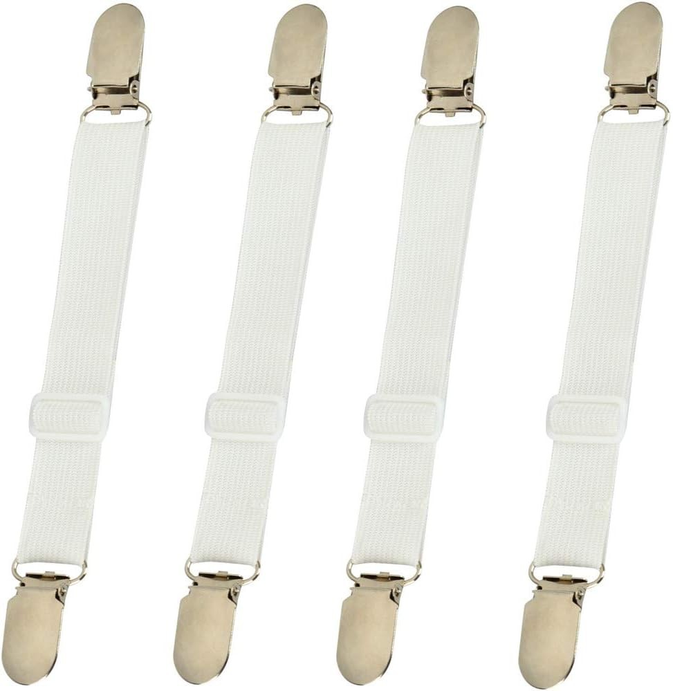 Elastic Bed Sheet Holder Clips - 4 Pack Adjustable Fasteners for Secure Sheets