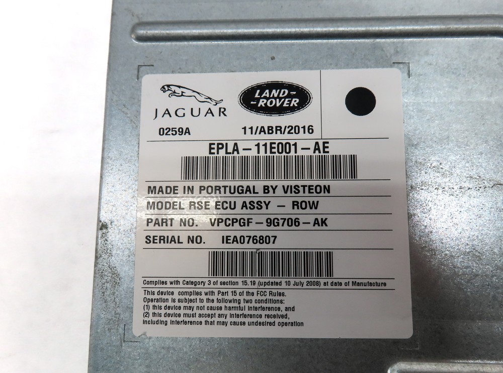 2016 LAND RANGE ROVER (L405) ENTERTAINMENT MEDIA CONTROL MODULE