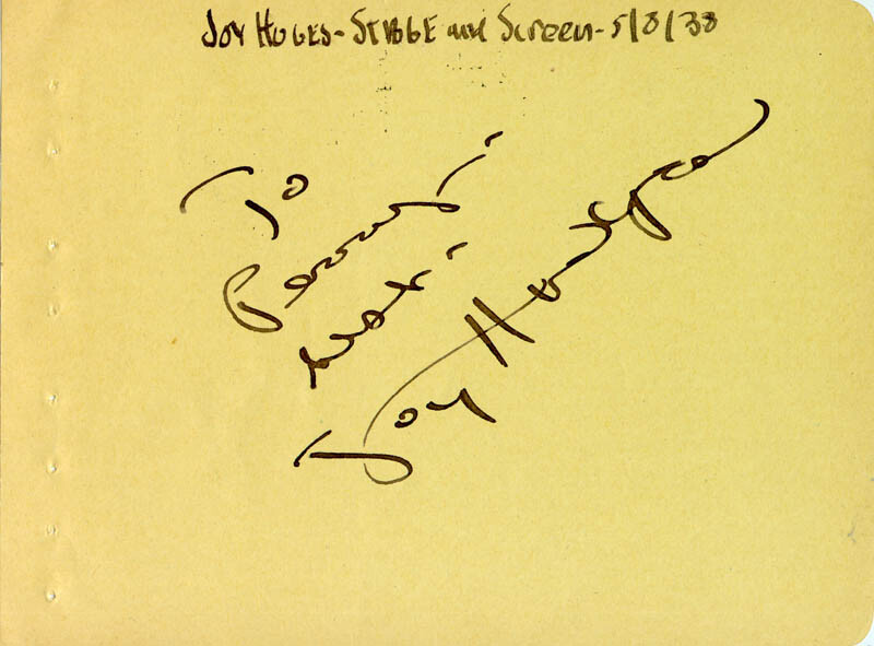 JOY HODGES - AUTOGRAPH NOTE SIGNED 05/08/1938