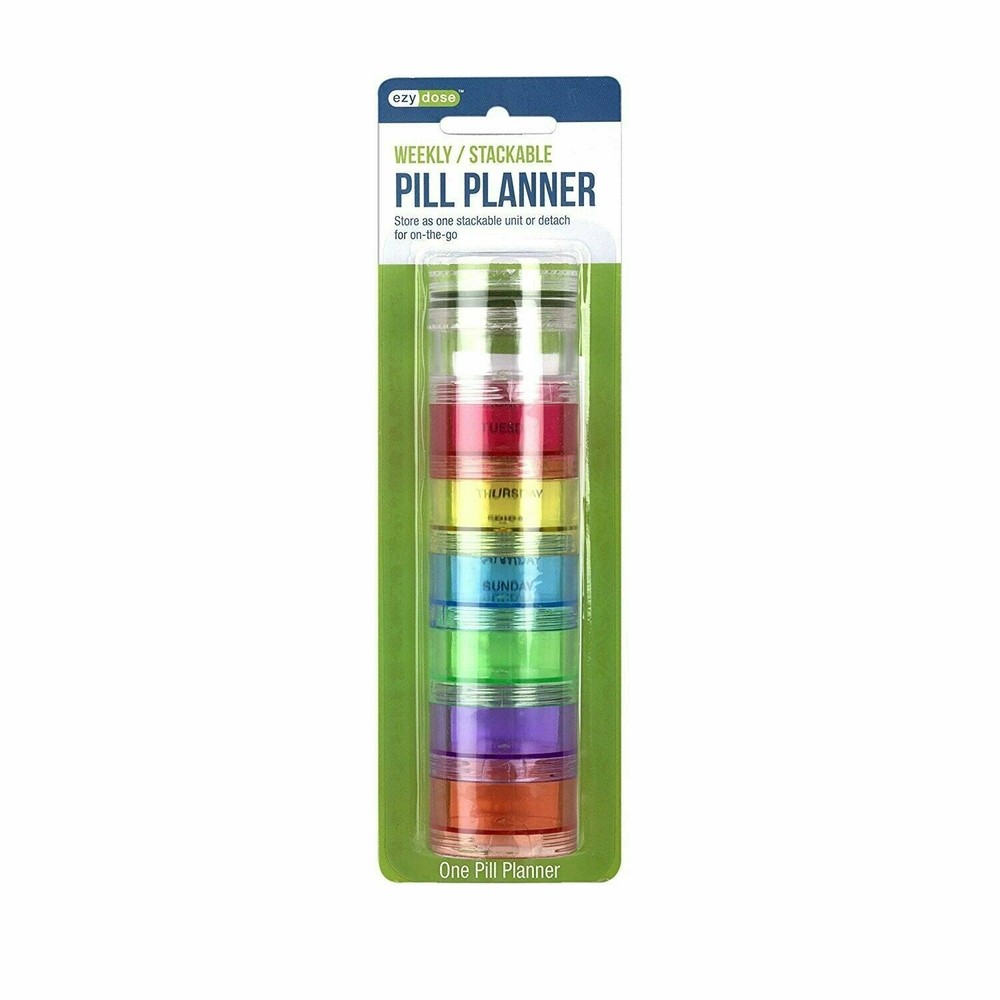 Ezy Dose Weekly Pill Planner Stackable and Detachable Unit Multi-Colored 1 Count