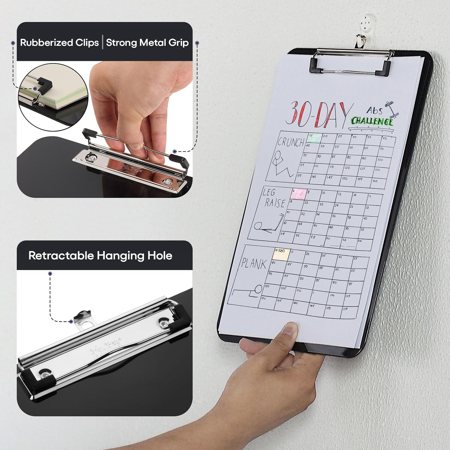 Mr. Pen- Plastic Clipboard, Black, Clip Board, Teacher 1 Pack, Black