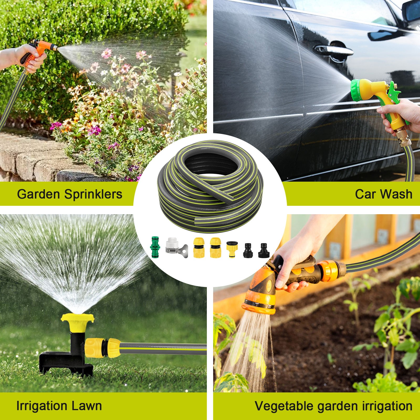 30/50/75/100/160FT Premium 1/2' Rubber Garden Hose Heavy Duty Water Hose Sprayer