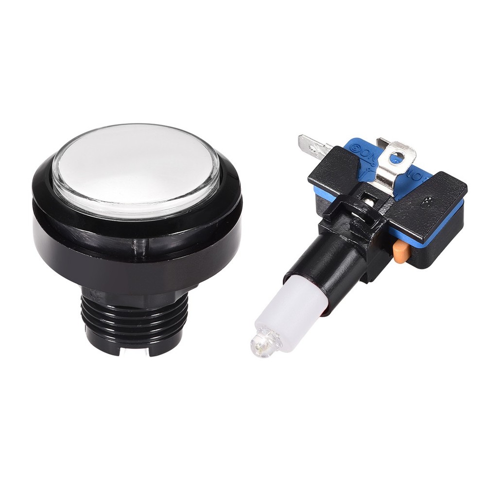 Game Push Button 46mm Round 12V LED Illuminated Push Button Switch White 5pcs