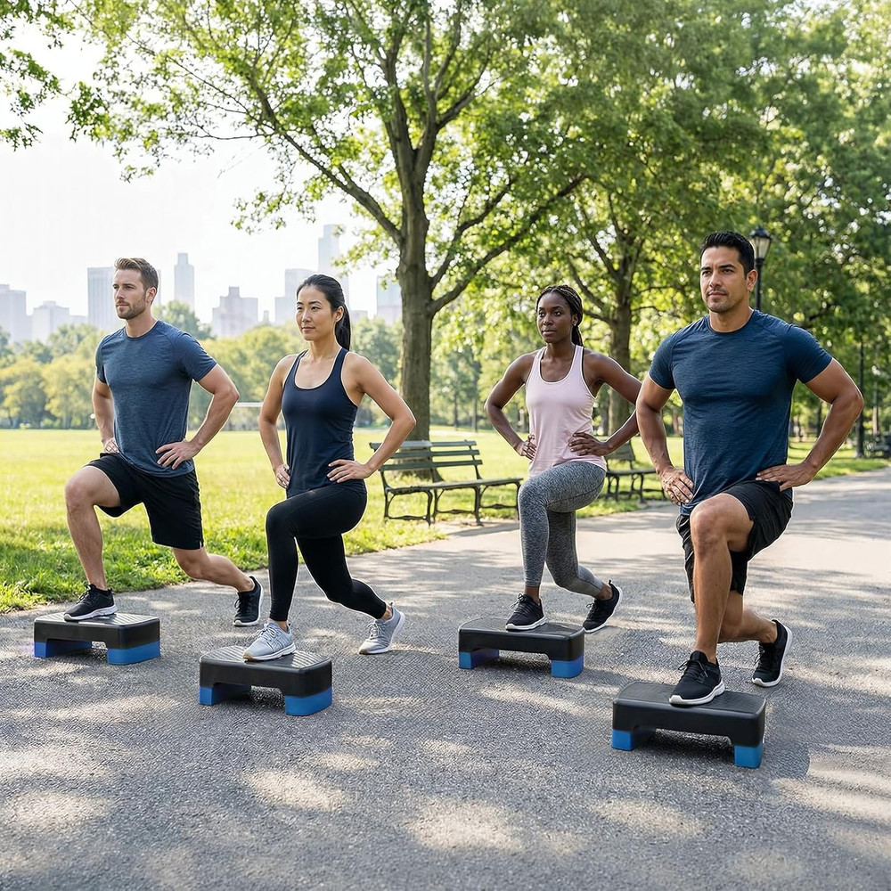 Aerobic Exercise Step Platform, Exercise Stepper with Risers for Cardio and Stre