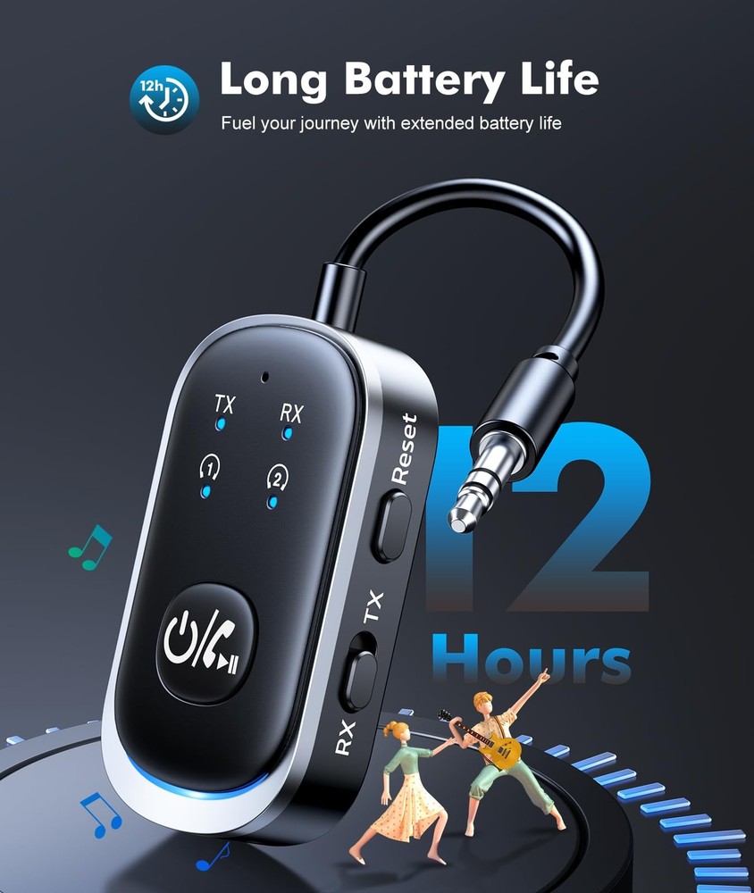 2 in 1 Bluetooth Transmitter Receiver, Wireless Bluetooth 5.3 Adapter - Dual ...