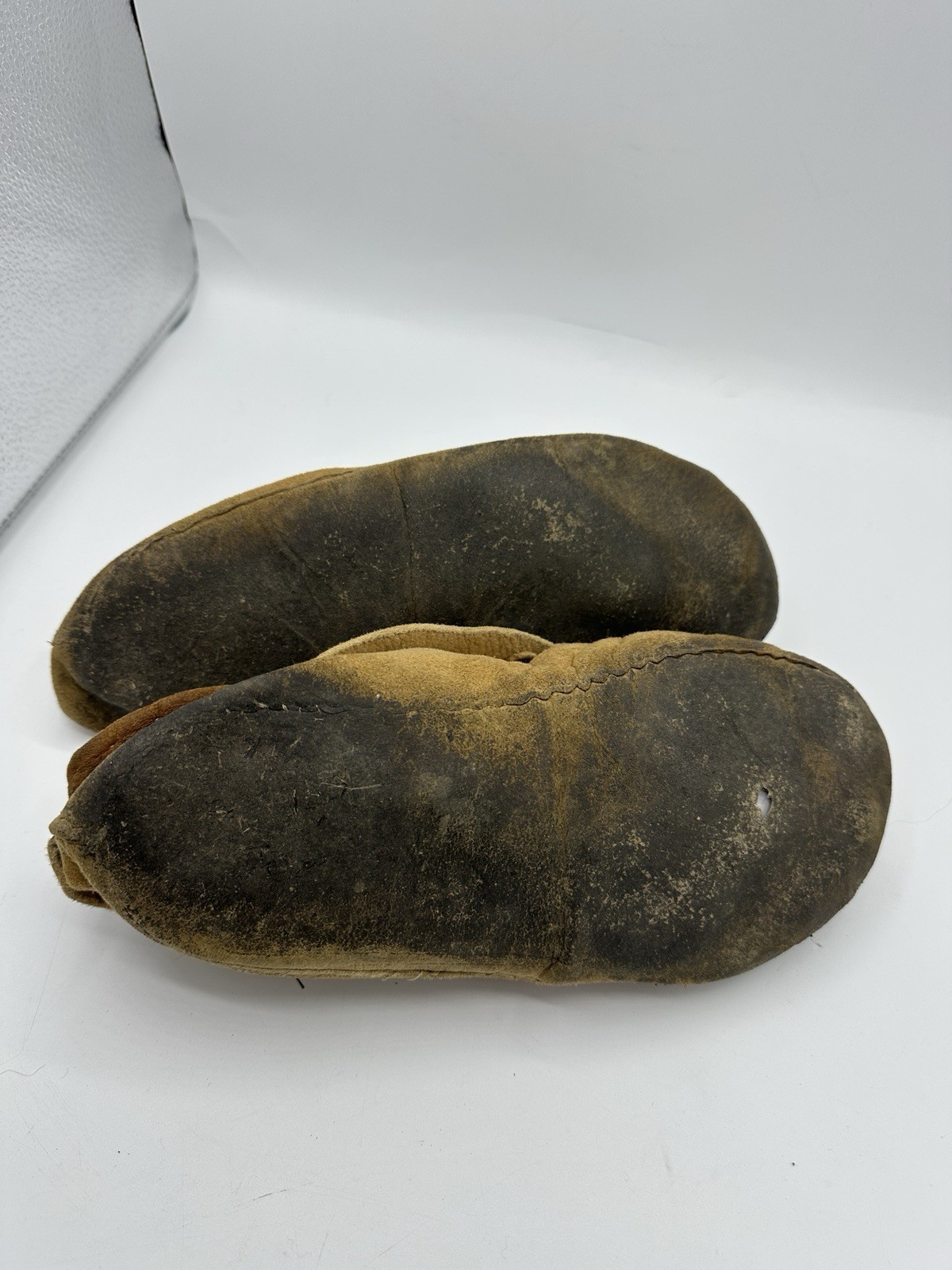 Vintage Beaded Leather Moccasins Handmade Native American Style Brown Shoes