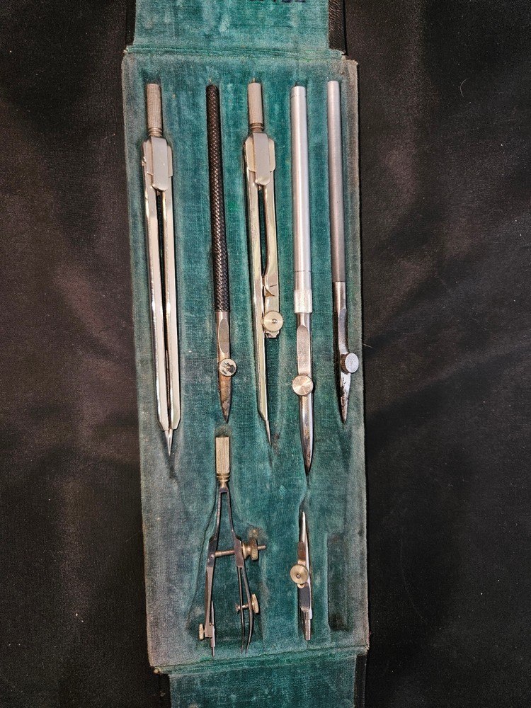 Antique Drafting Set - Original Case - 7 Pieces