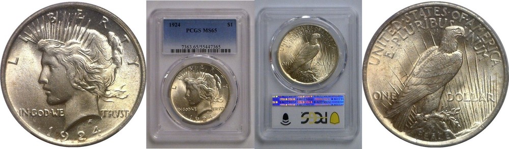 1924 Peace Dollar   PCGS MS-65