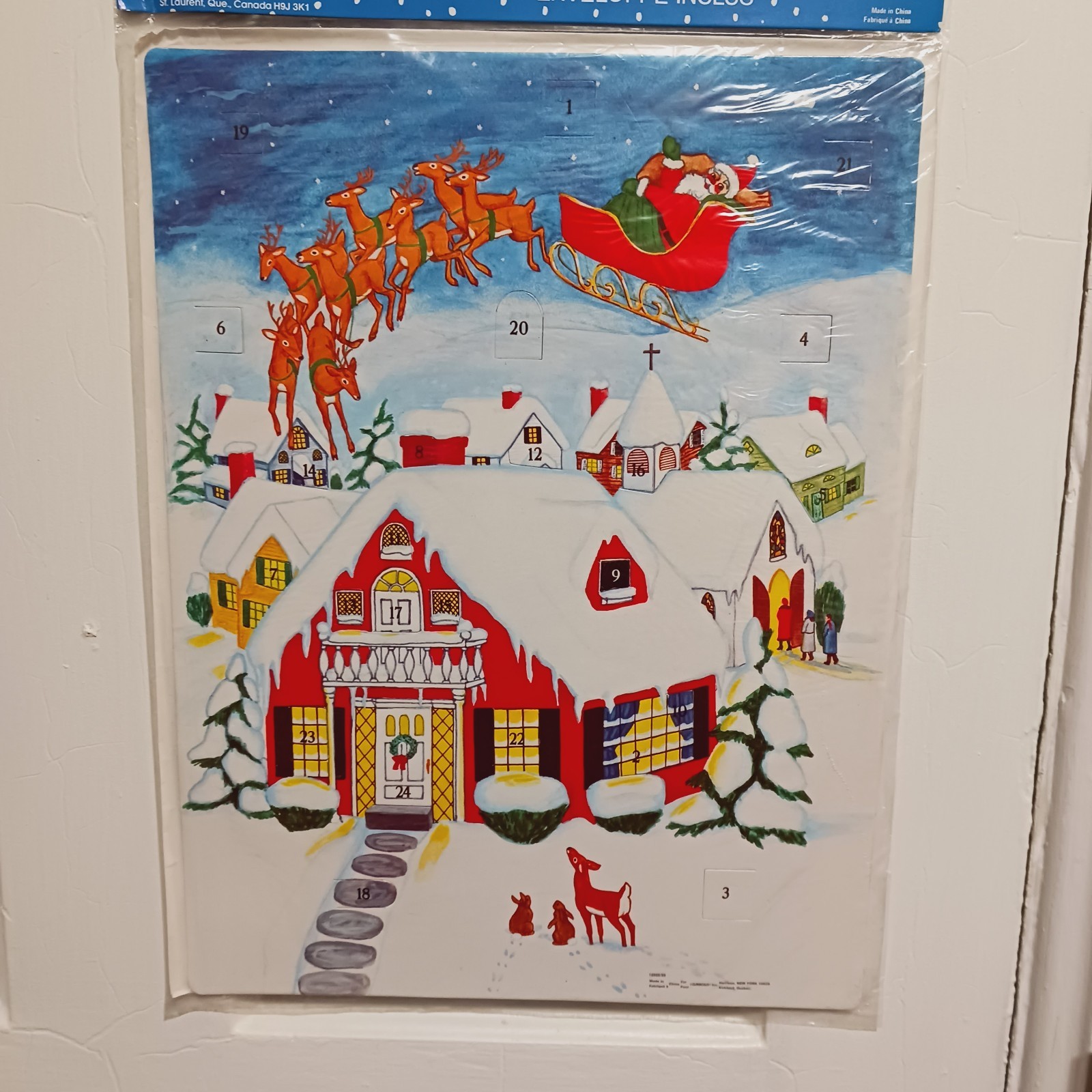 Vintage Christmas Santa Reindeer Village Advent Calendar